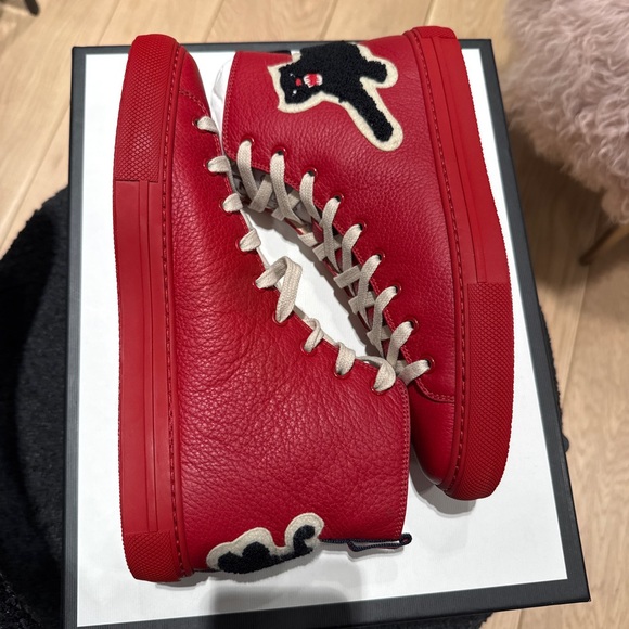 Gucci Red High-Top Sneakers - Picture 1 of 7